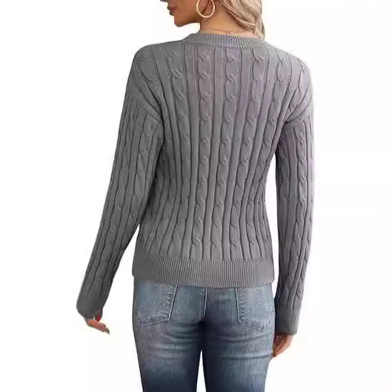 Damen klassischer Strickpullover mit Zopfdesign R&B
