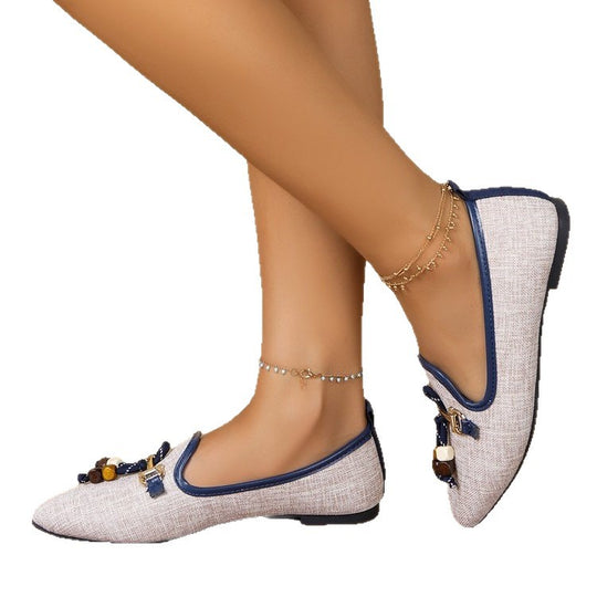 Damen elegante Ballerinas mit modischen Schmuckdetails R&B