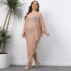 Damen eleganter Strandüberwurf aus leichtem Netzmaterial R&B