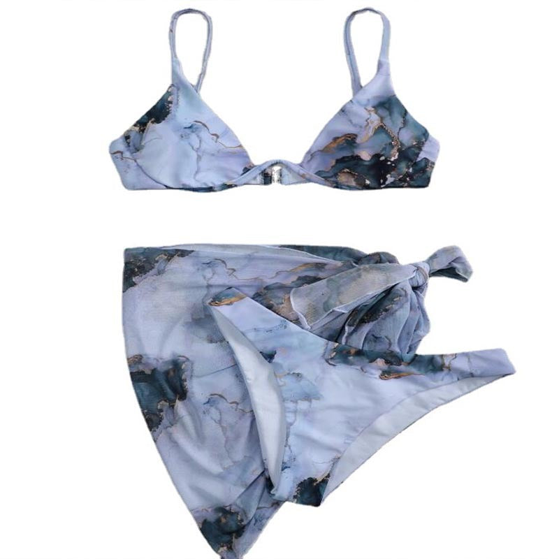 Damen Triangel-Bikini-Set mit Übergroßem Wickelrock R&B