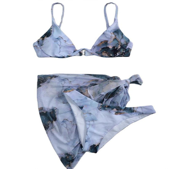 Damen Triangel-Bikini-Set mit Übergroßem Wickelrock R&B