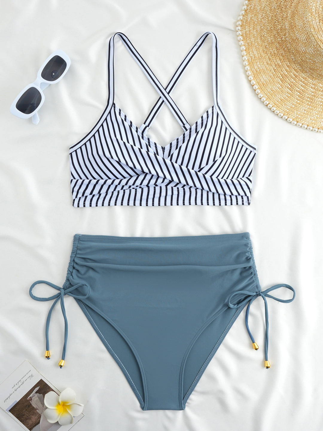 Damen Hochtailliertes Bikini-Set mit Wickeloberteil R&B