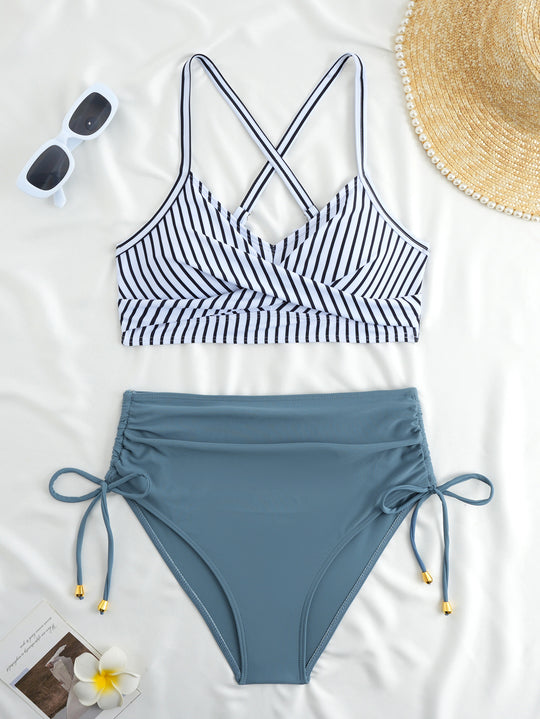 Damen Hochtailliertes Bikini-Set mit Wickeloberteil R&B