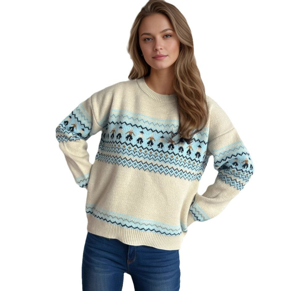 Damen kuscheliger Strickpullover mit festlichem Zopfmuster R&B