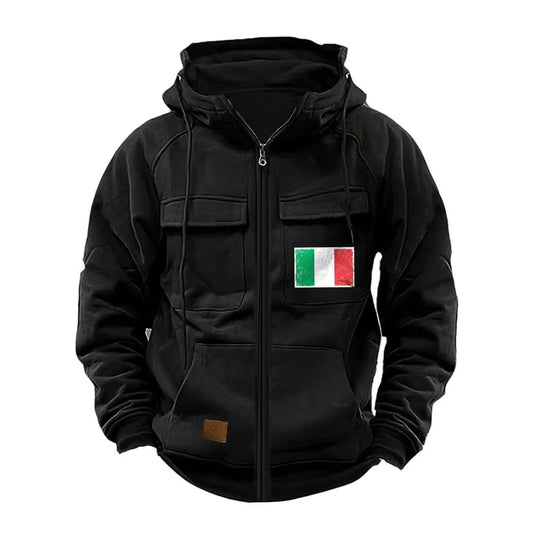 Herren modische Kapuzenjacke mit praktischen Taschen und verstellbarem Kragen R&B