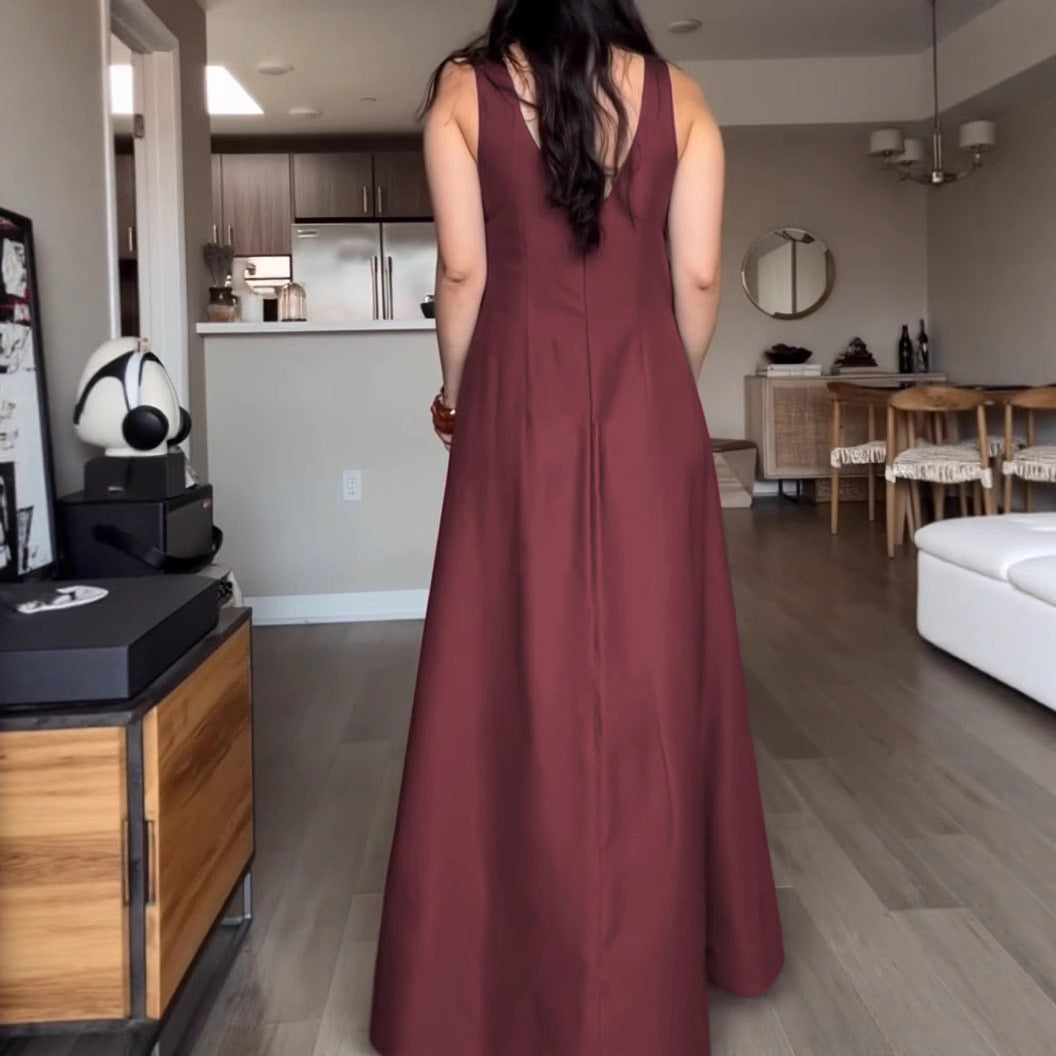 Damen Maxikleid mit elegantem V-Ausschnitt und praktischen Taschen R&B