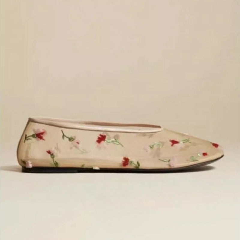 Damen Ballerinas mit floralem Stickmuster und bequemem Innenfutter R&B