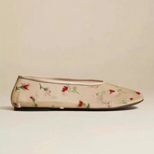 Damen Ballerinas mit floralem Stickmuster und bequemem Innenfutter R&B