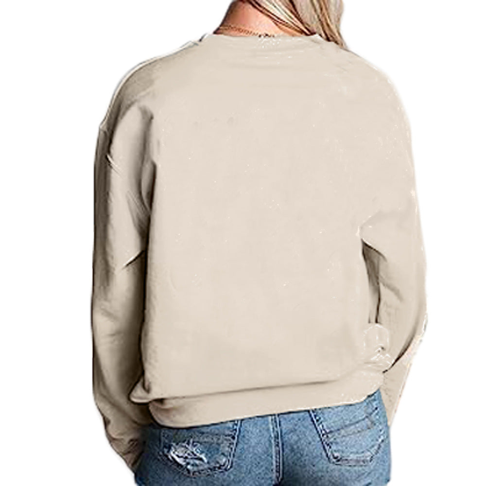 Damen Sweatshirt mit kreativem Druck und lässiger Passform R&B