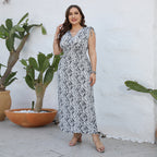 Damen Maxikleid mit verspielten Bindedetails und elegantem Paisley-Muster R&B