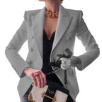 Damen eleganter Double-Breasted Blazer mit goldenen Knöpfen R&B