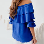 Damen Off-Shoulder Bluse mit Rüschendesign R&B