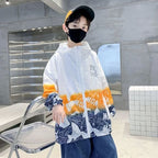 Unisex nan leichte winddichte Kapuzenjacke mit allover Grafikprint und reflektierenden Einsätzen für Kinder  R&B