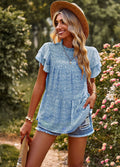 Damen Bluse mit Volantärmeln und frechem Muster R&B