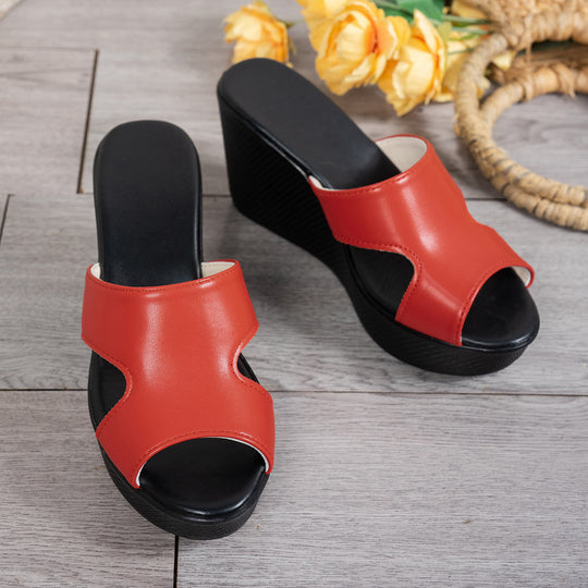 Damen Wedge-Pantoletten mit modischem Cut-Out-Design und rutschfester Sohle R&B