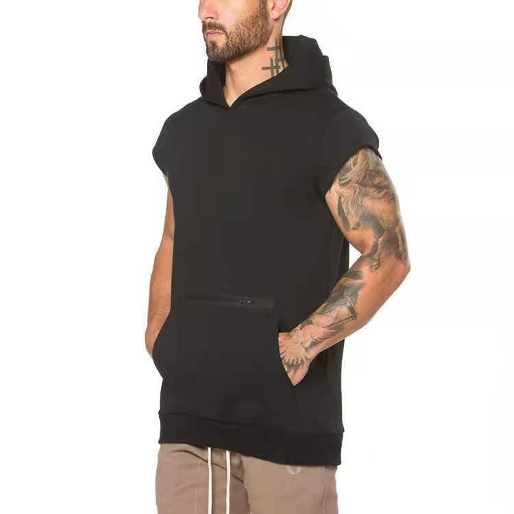 Herren Kapuzen-T-Shirt mit Ärmelloses Design und praktischer Fronttasche
