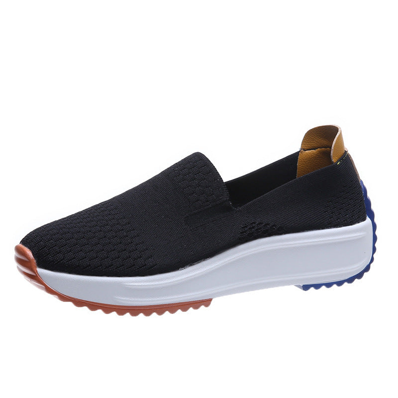 Damen Komfortable Slip-On Sneakers mit atmungsaktivem Strickdesign und dämpfender Sohle R&B