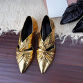 Damen elegante spitze Ballerina-Schuhe mit glamourösem Knoten-Design