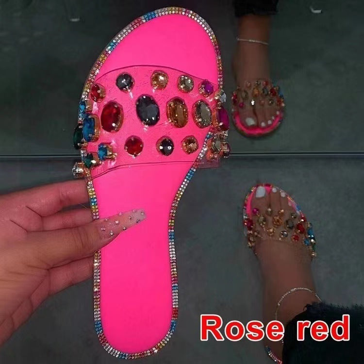 Damen Glitzernde Riemchen-Sandalen mit funkelnden Schmucksteinen R&B