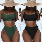 Damen Hochtailliertes Bikini-Set mit gerafftem Oberteil