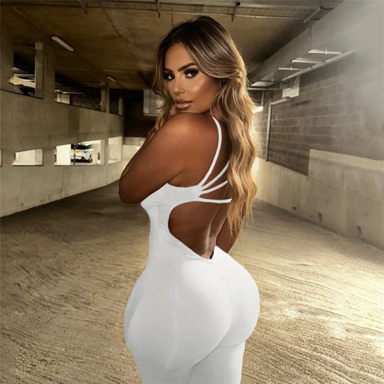 Damen Sportlicher Langoverall mit innovativem Cut-Out R&B