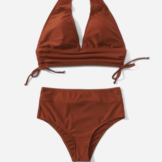 Damen Hoch geschnittener Bikini mit verstellbaren Rüschen R&B