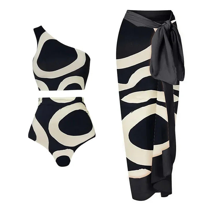 Damen Bikiniset mit asymmetrischem Oberteil und elegantem Wickelrock R&B