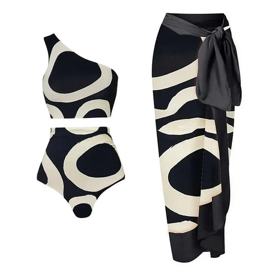 Damen Bikiniset mit asymmetrischem Oberteil und elegantem Wickelrock R&B