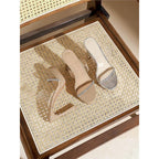 Damen elegante High Heel Mules mit strassverziertem Riemen R&B