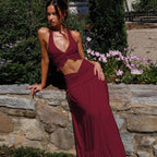 Damen Maxi-Kleid mit offener Rückenpartie und innovativem Wickeldesign R&B