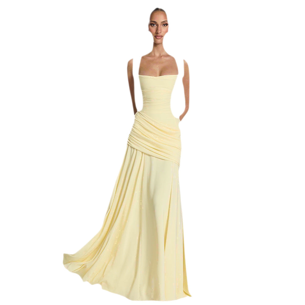 Damen Maxikleid mit innovativem Drapierungseffekt und elegantem Schnitt R&B