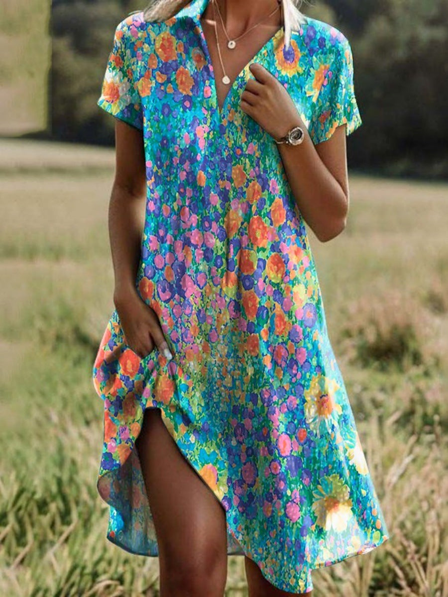 Damen Freizeitkleid mit floralem Design und asymmetrischem Schnitt R&B