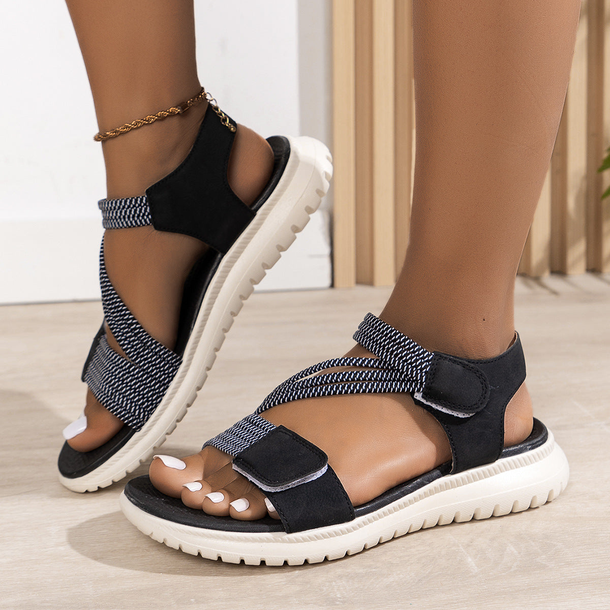 Damen Sportliche Sandalen mit verstellbarem Riemendesign und rutschfester Sohle R&B