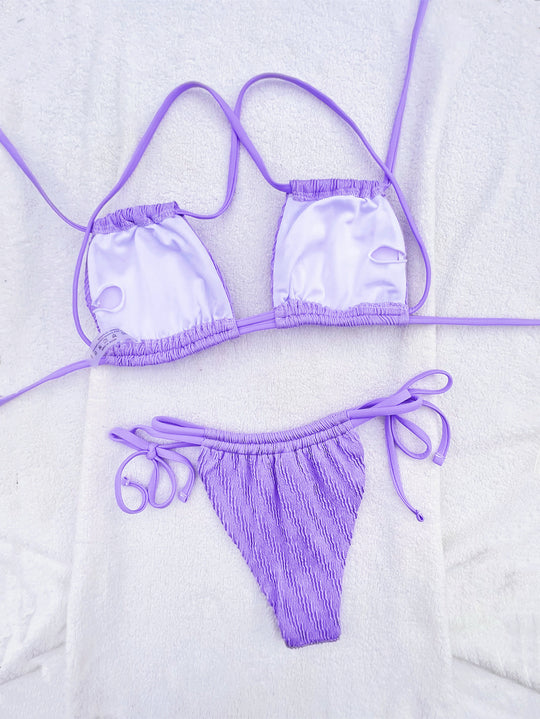 Damen Triangel-Bikini mit Rippstruktur und verstellbaren Trägern R&B