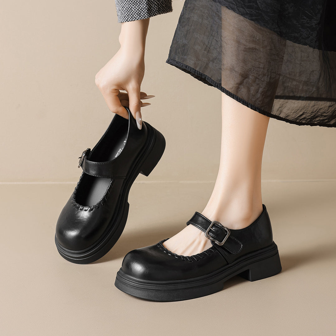 Damen modische Mary-Jane Schuhe mit dekorativem Schnallenverschluss R&B