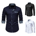 Herren Langarmhemd mit modischem Paisley-Muster an Kragen und Manschetten R&B