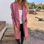 Damen Lässiger Oversize Mantel mit Offenem Kragen und Praktischen Taschen R&B