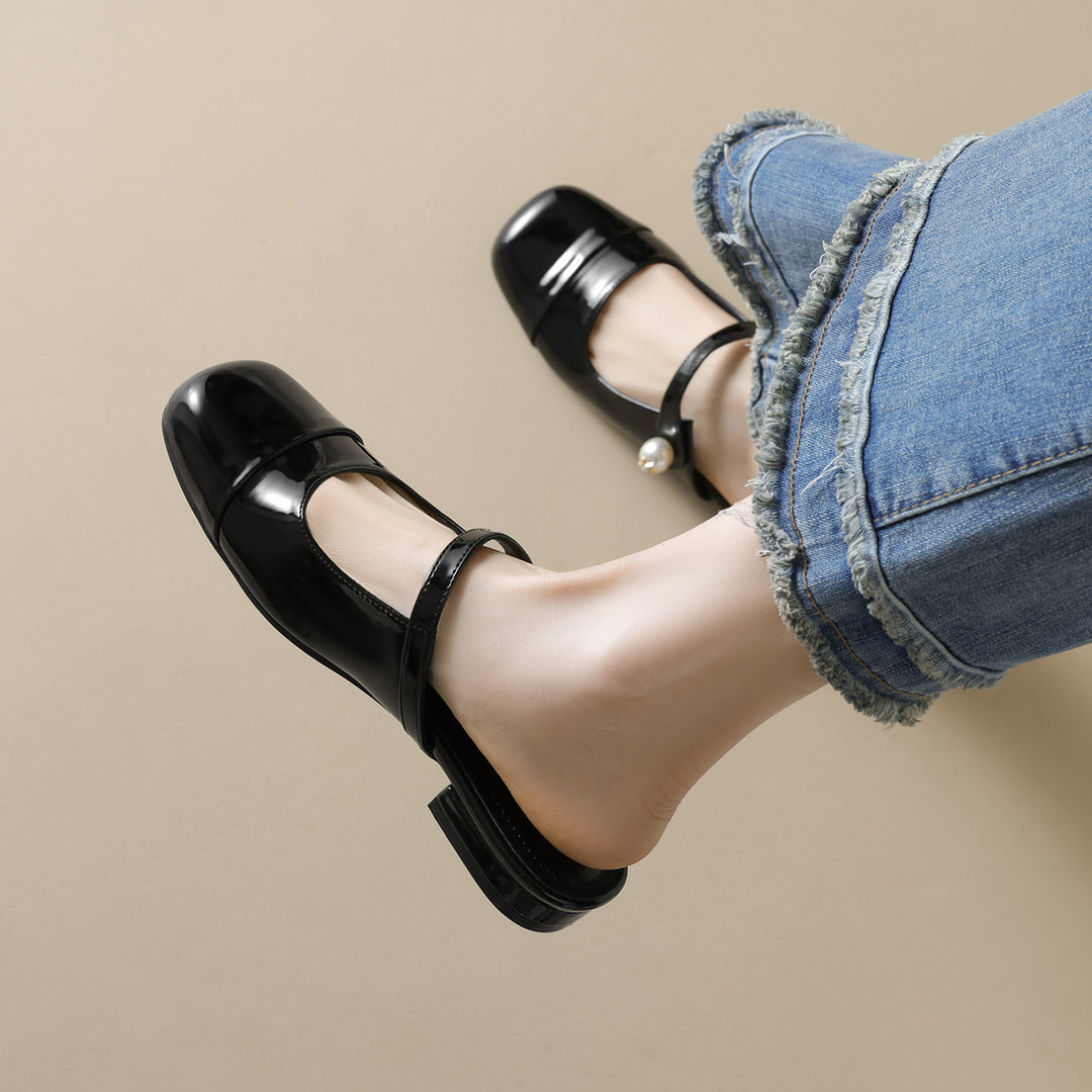 Damen elegante Mules mit modischem Riemen und ansprechendem Farbkontrast R&B