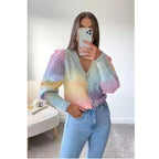 Damen Farbverlauf Strickjacke mit originellem Rippdesign R&B