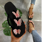 Damen Zehentrenner-Sandalen mit dekorativen Schmetterlingsapplikationen und rutschfester Sohle R&B