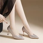 Damen Elegante und funkelnde Pumps mit spitzem Absatz R&B