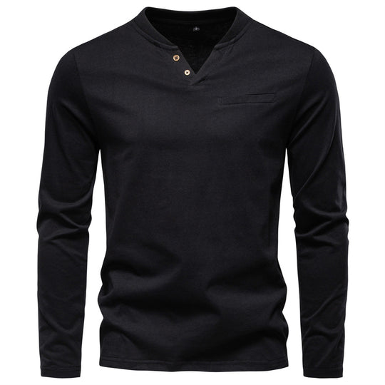 Herren Langarmshirt mit Henley-Kragen und praktischem Knopfdetail R&B
