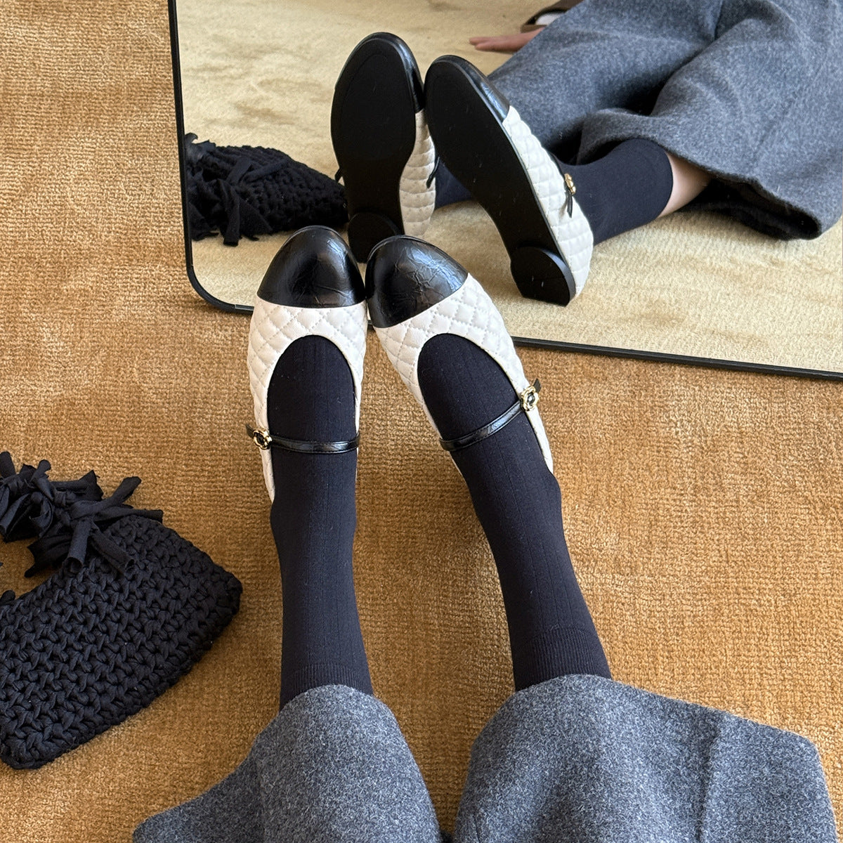 Damen Ballerinas mit elegantem Riemchen und glänzender Oberfläche R&B