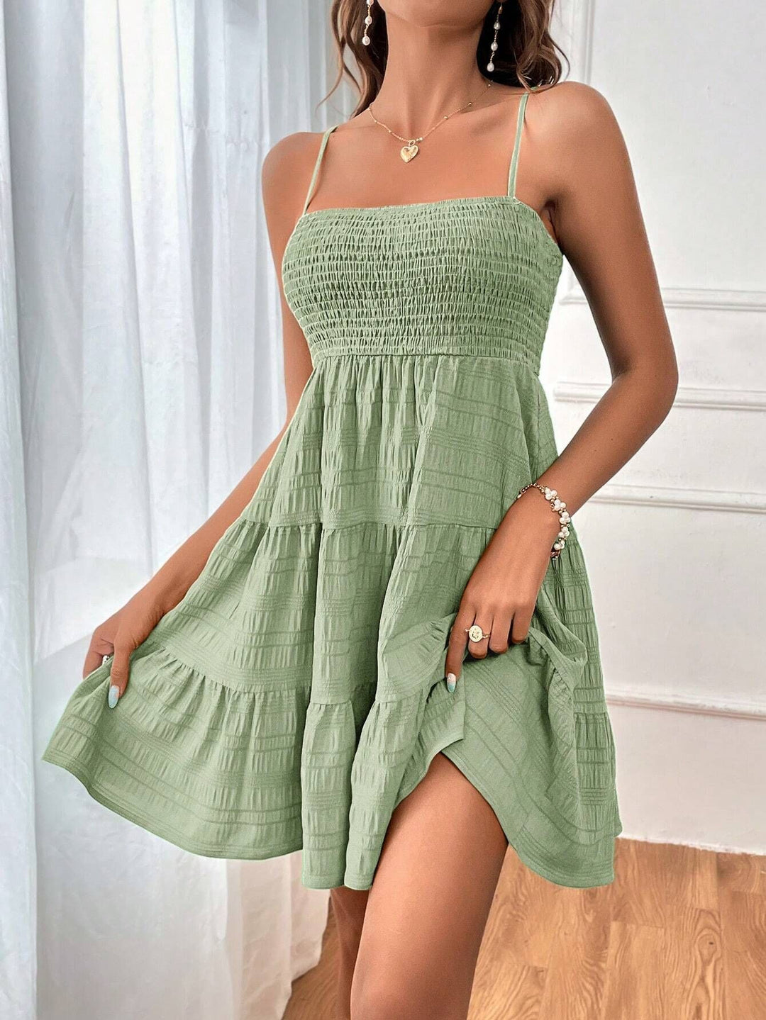 Damen Sommerkleid mit schulterfreiem Schnitt und lässiger Passform R&B