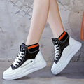 Damen Hohe Sneakers mit rutschfester Profilsohle und modischem Strickkragen