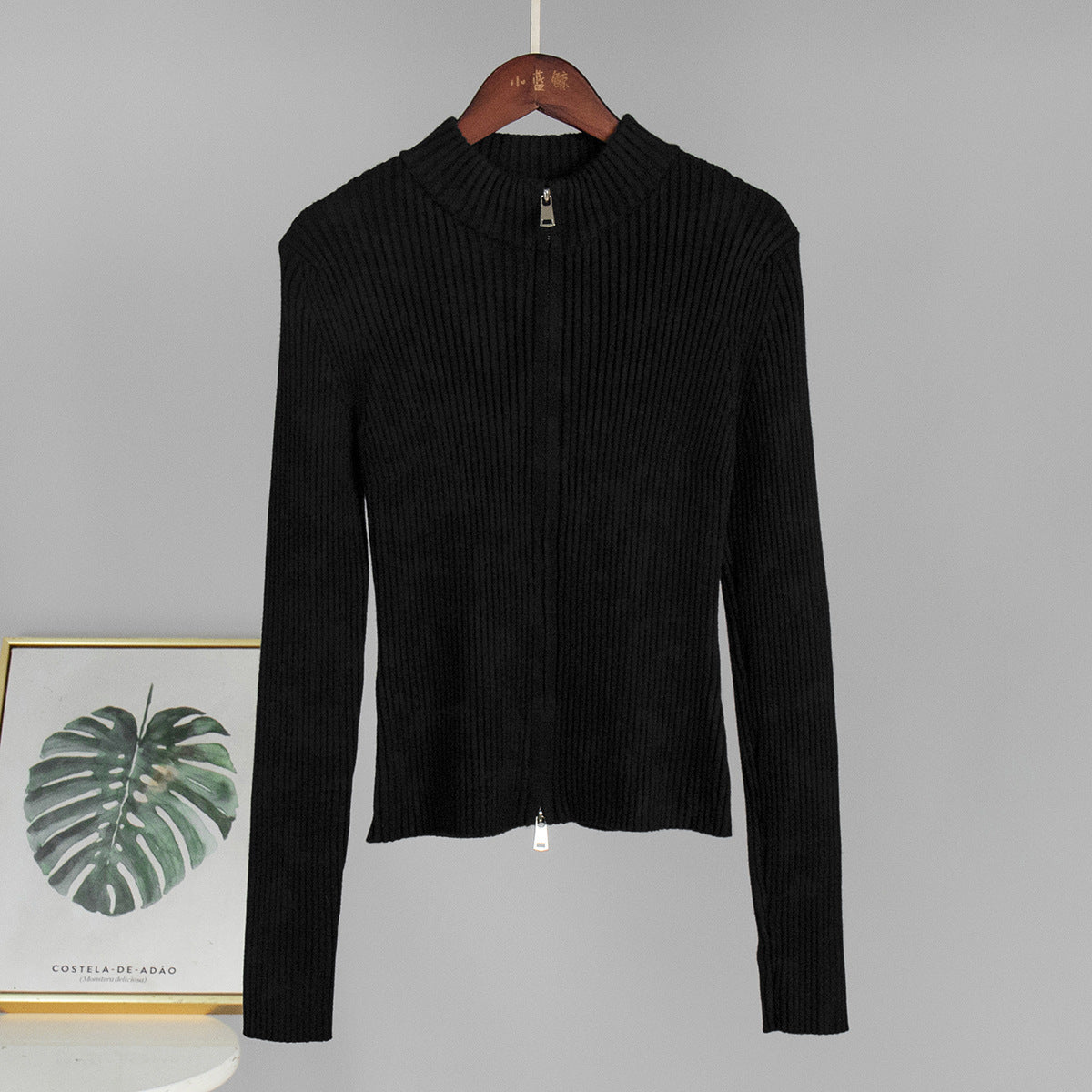 Damen sportlicher Strickpullover mit hohem Kragen R&B