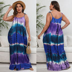 Damen luftiges Maxikleid mit buntem Batikmuster R&B