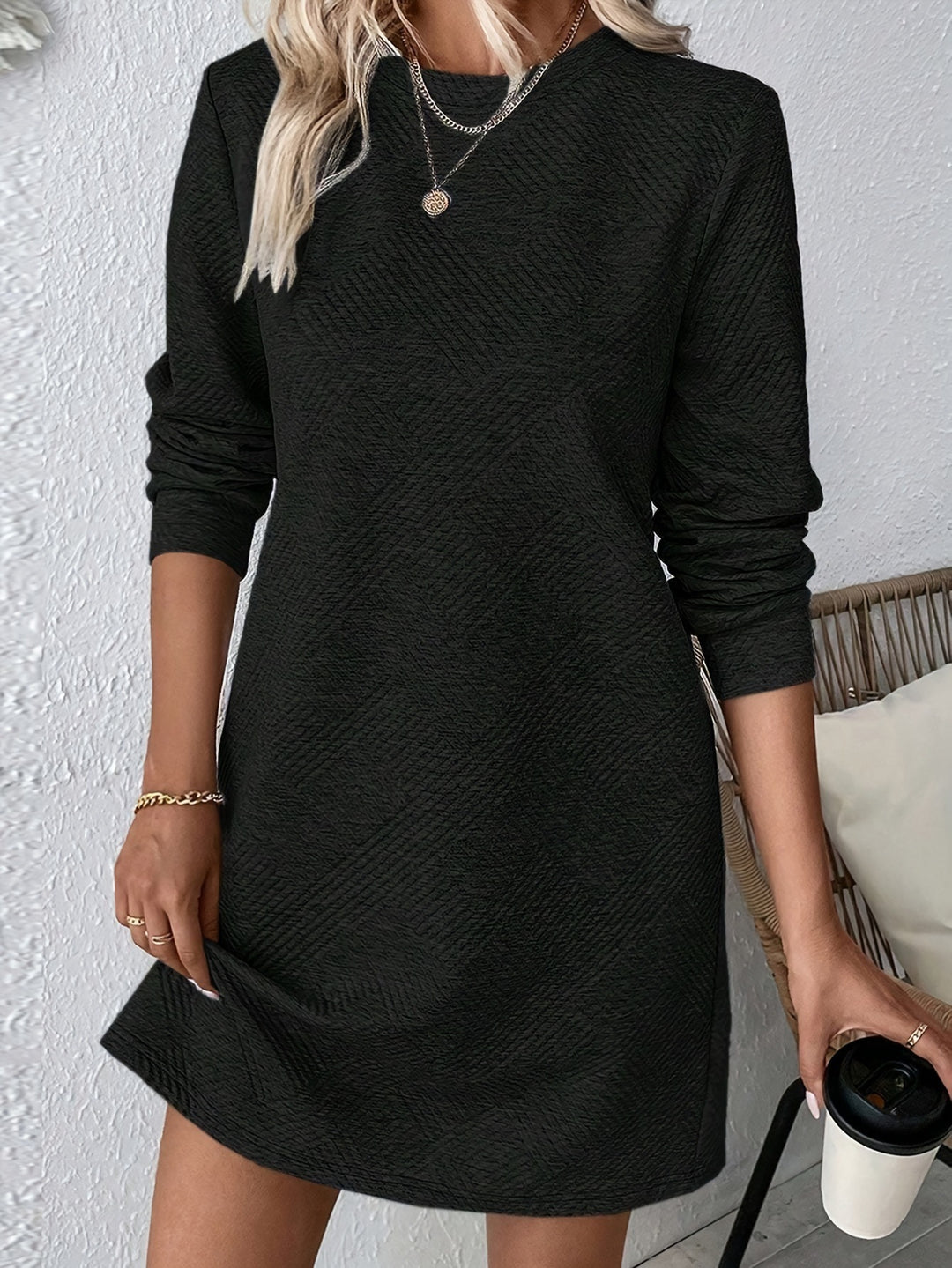 Damen lässiges Sweatkleid mit strukturiertem Design R&B
