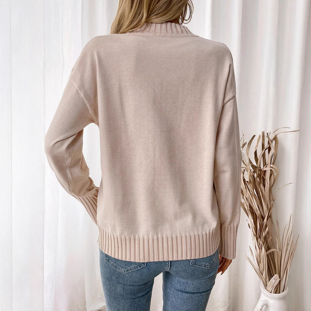 Damen Strickpullover mit floralem Design und Rippbündchen R&B