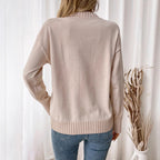 Damen Strickpullover mit floralem Design und Rippbündchen